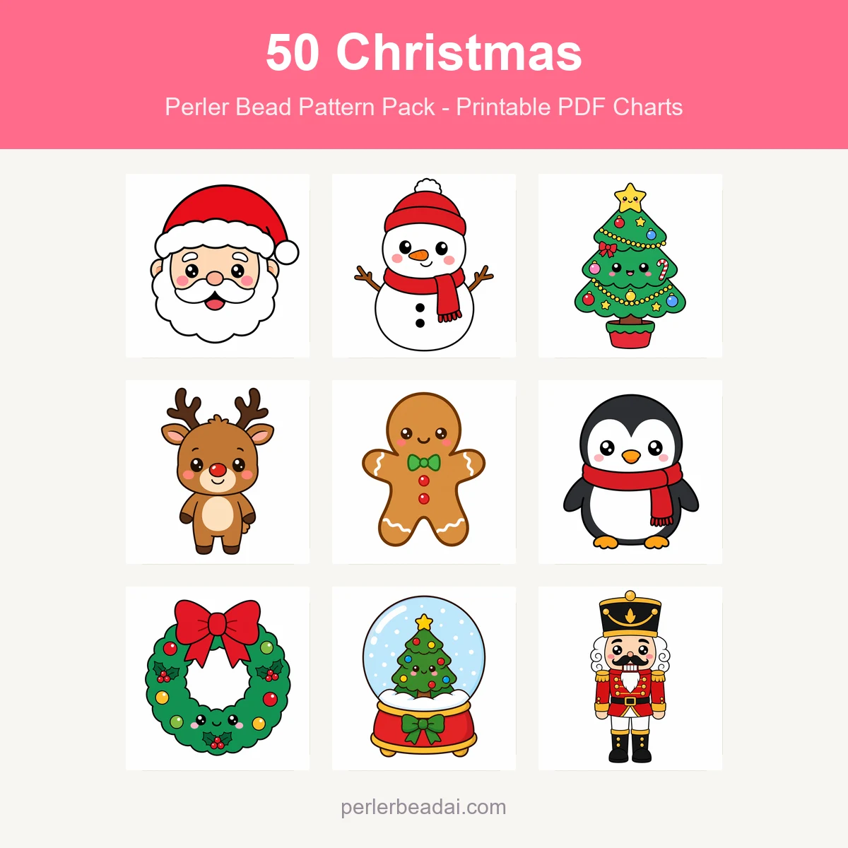 20 Weihnachts-Bügelperlen-Motive (kostenlos, druckbar)