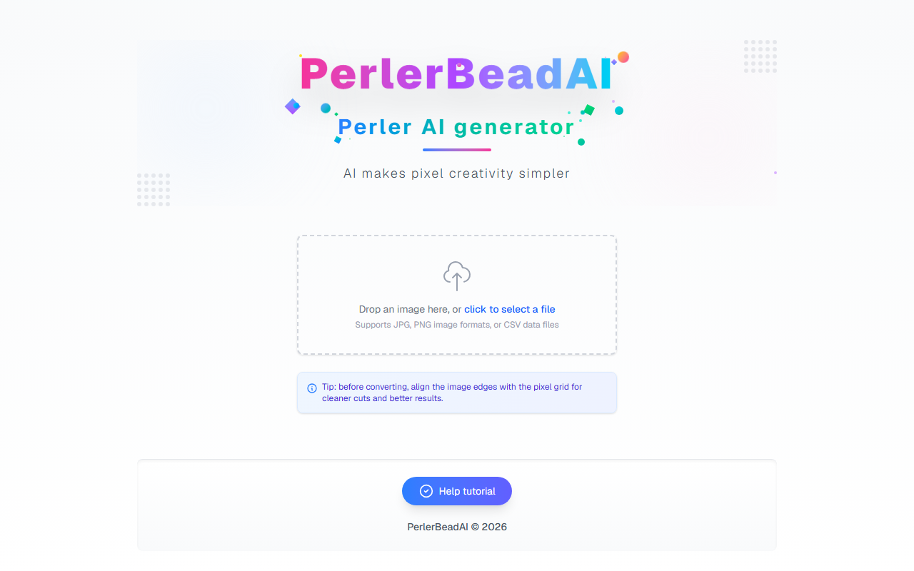 AI Generator start screen with upload dropzone