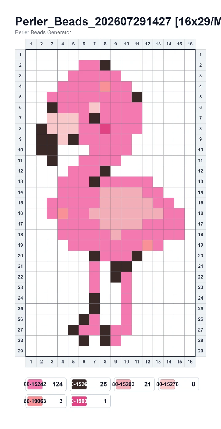 Pink Flamingo fuse bead pattern - printable chart