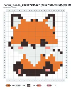 Sitting Fox fuse bead pattern - printable chart