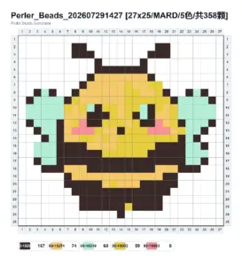 Honey Bee fuse bead pattern - printable chart