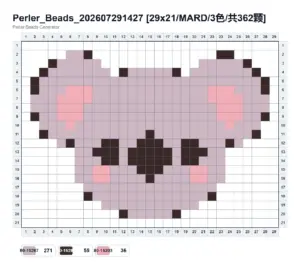 Koala Face fuse bead pattern - printable chart