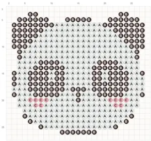 Panda Face fuse bead pattern - printable chart