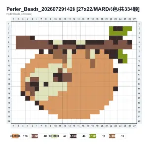 Sloth on a Branch fuse bead pattern - printable chart