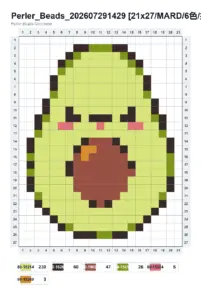Happy Avocado fuse bead pattern - printable chart