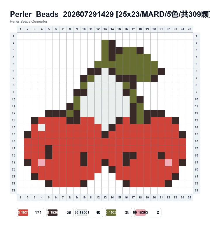 Pair of Cherries fuse bead pattern - printable chart