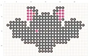 Halloween bat fuse bead pattern chart with bead counts