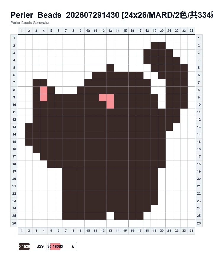 Halloween black cat fuse bead pattern chart with bead counts
