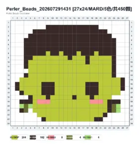 Frankenstein Monster Head fuse bead pattern - printable chart