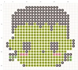 Frankenstein Monster Head fuse bead pattern - printable chart