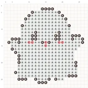 Halloween ghost fuse bead pattern chart with bead counts