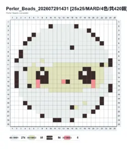 Mummy Face fuse bead pattern - printable chart