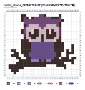 Spooky Owl on a Branch fuse bead pattern - printable chart
