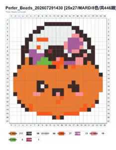 Pumpkin Candy Bucket fuse bead pattern - printable chart