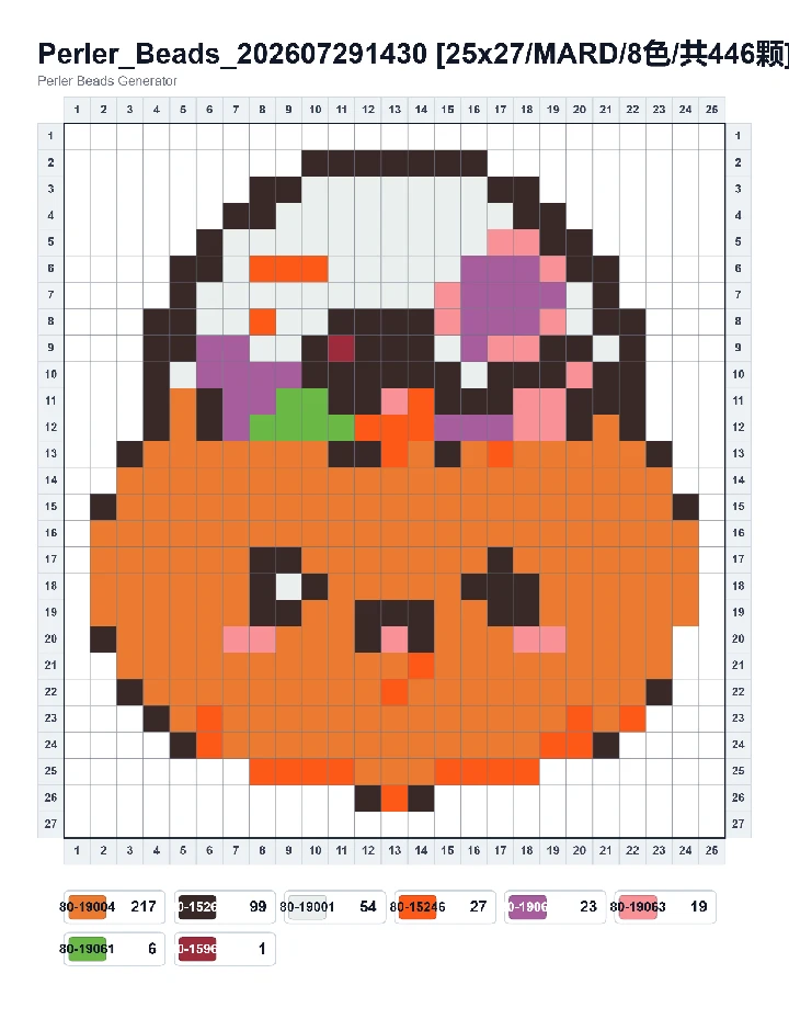 Pumpkin Candy Bucket fuse bead pattern - printable chart