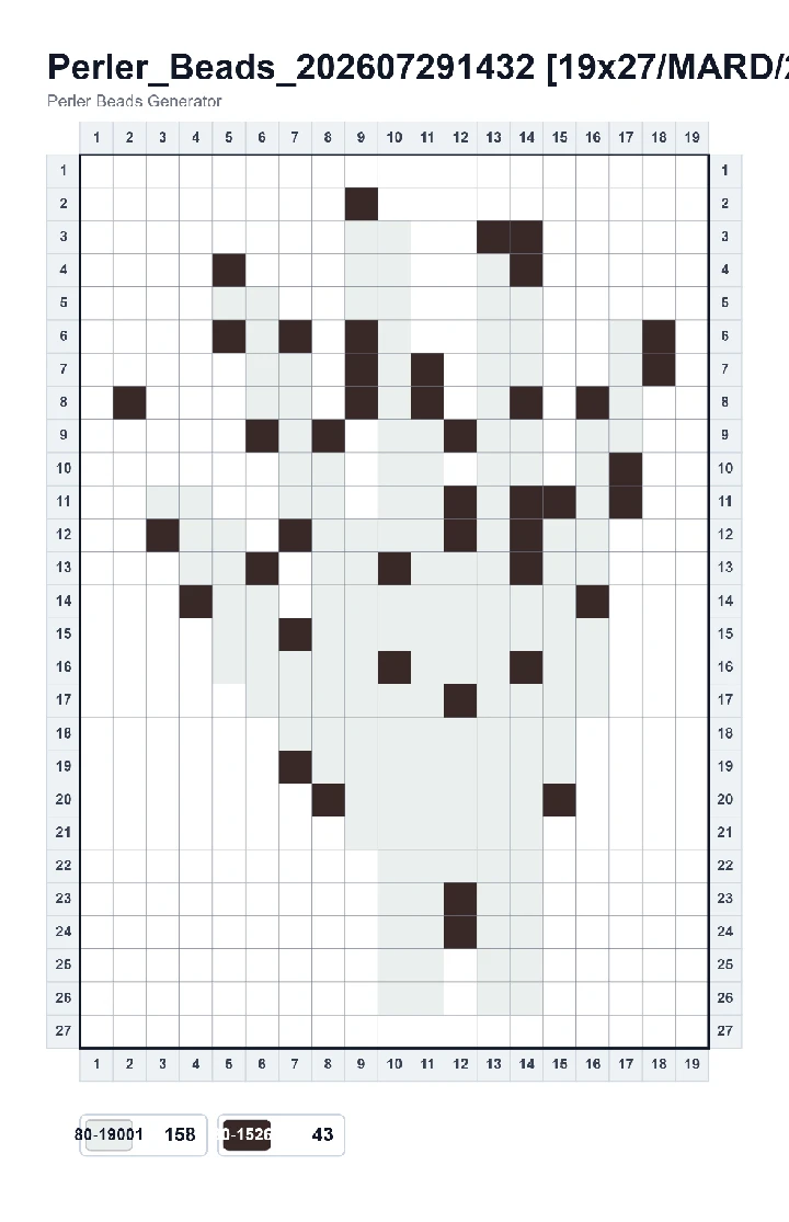 Waving Skeleton Hand fuse bead pattern - printable chart