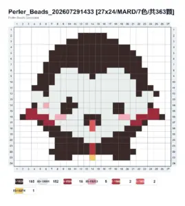 Vampire Face fuse bead pattern - printable chart