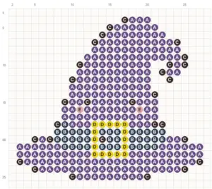 Halloween witch hat fuse bead pattern chart with bead counts
