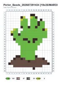 Zombie Hand fuse bead pattern - printable chart