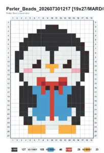 Pingüino con Regalo Patrón de Perlas Termofusibles (Imprimible Gratis)