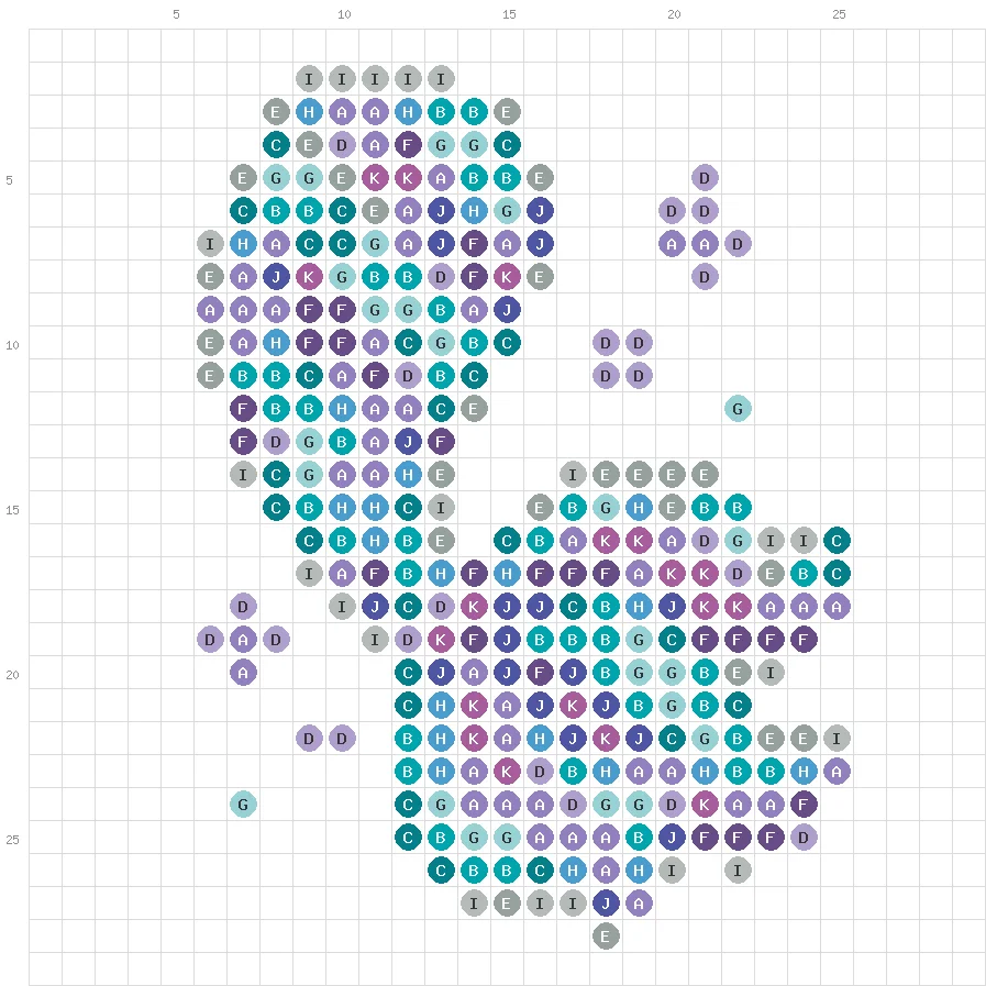 Mermaid Tail fuse bead pattern - printable chart with bead counts