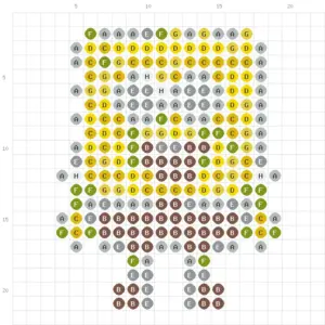 黄色いスポンジのアイロンビーズ図案（無料ダウンロード）