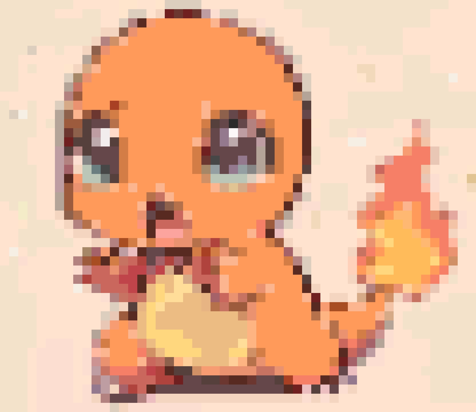 patrón de cuentas de fusión de Charmander - gráfico imprimible con recuentos de cuentas