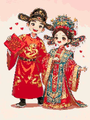 Chinese Wedding 2 Fuse Bead Pattern (Free Printable)