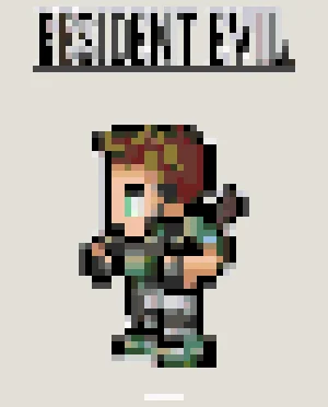 Chris Redfield Middle アイロンビーズ図案（無料プリント）