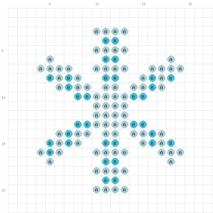 Snowflake fuse bead pattern - printable chart with bead counts