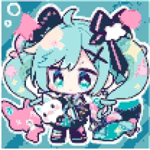 Colorful Miku Bügelperlen-Muster (Kostenlos Druckbar)
