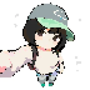 Girl with Hat アイロンビーズ図案（無料プリント）