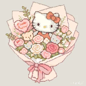 Hello Kitty Cat アイロンビーズ図案（無料プリント）