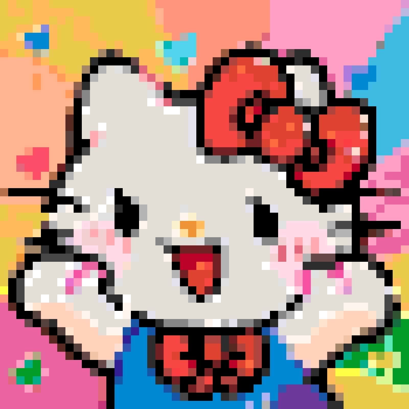 Hello Kitty Large 퓨즈 비즈 도안 - 비즈 개수가 표시된 인쇄용 차트