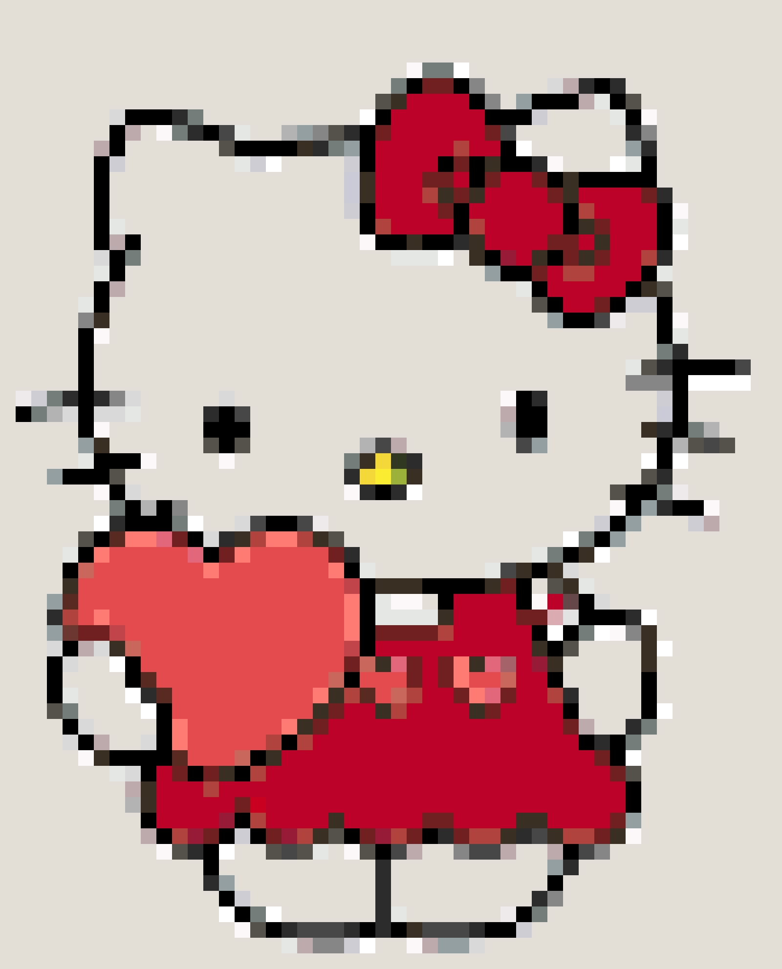 Hello Kitty Medium fuse bead pattern - printable chart with bead counts