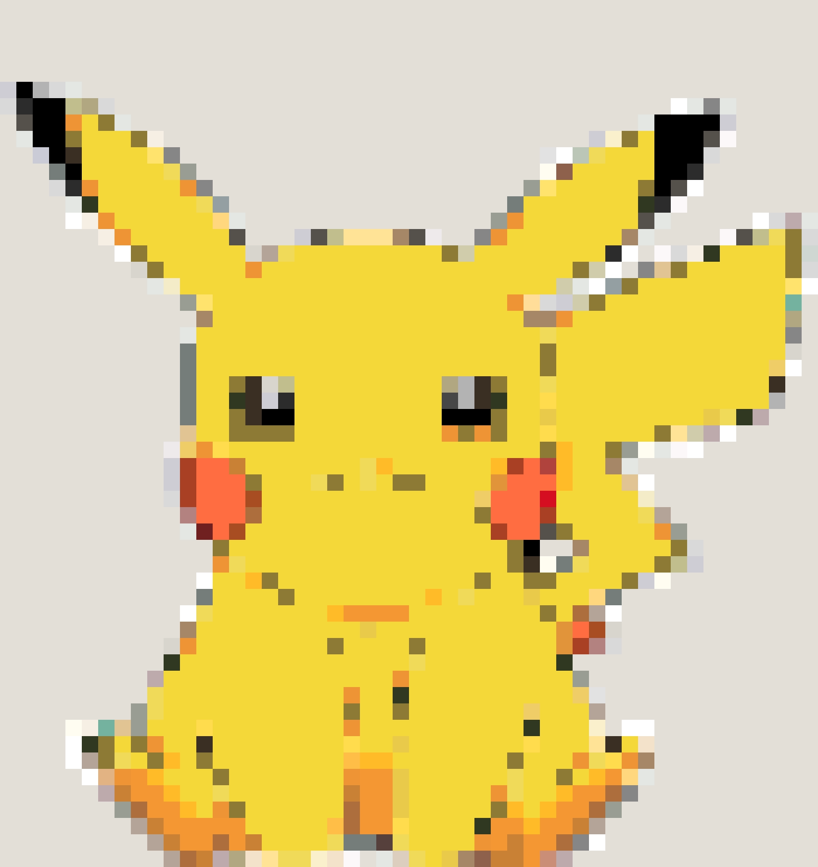 Pokémon Pikachu fuse bead pattern - printable chart with bead counts