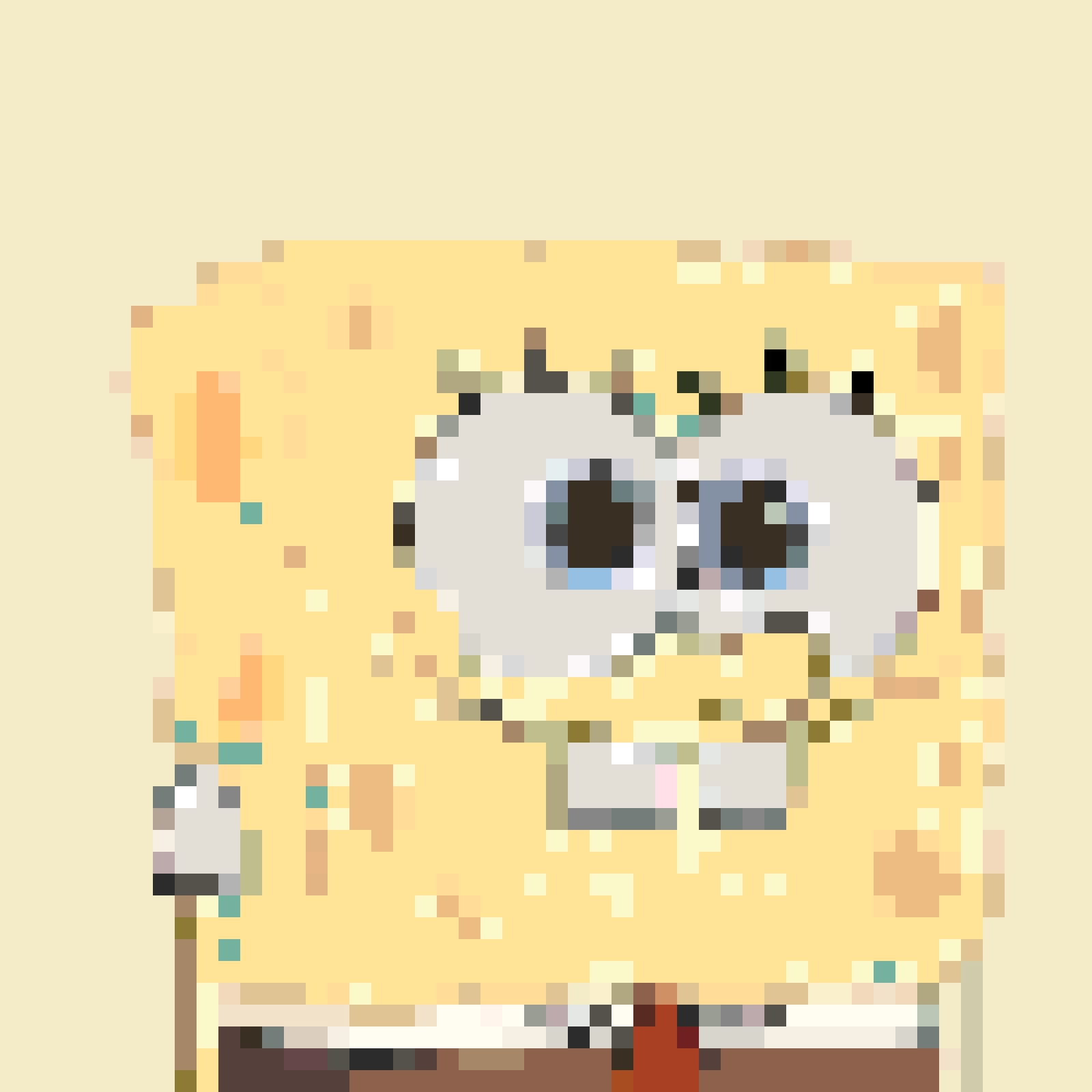 SpongeBob 퓨즈 비즈 도안 - 비즈 개수가 표시된 인쇄용 차트