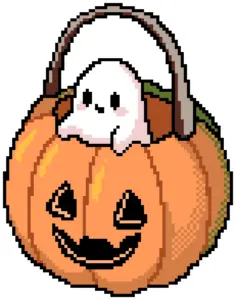 Pumpkin Ghost Ride Fuse Bead Pattern (Free Printable)
