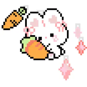 Rabbit with Carrot アイロンビーズ図案（無料プリント）