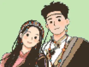 Tibetan Couple Fuse Bead Pattern (Free Printable)