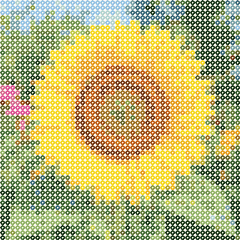 Fuse bead pattern of the sunflower, 48 by 48 beads